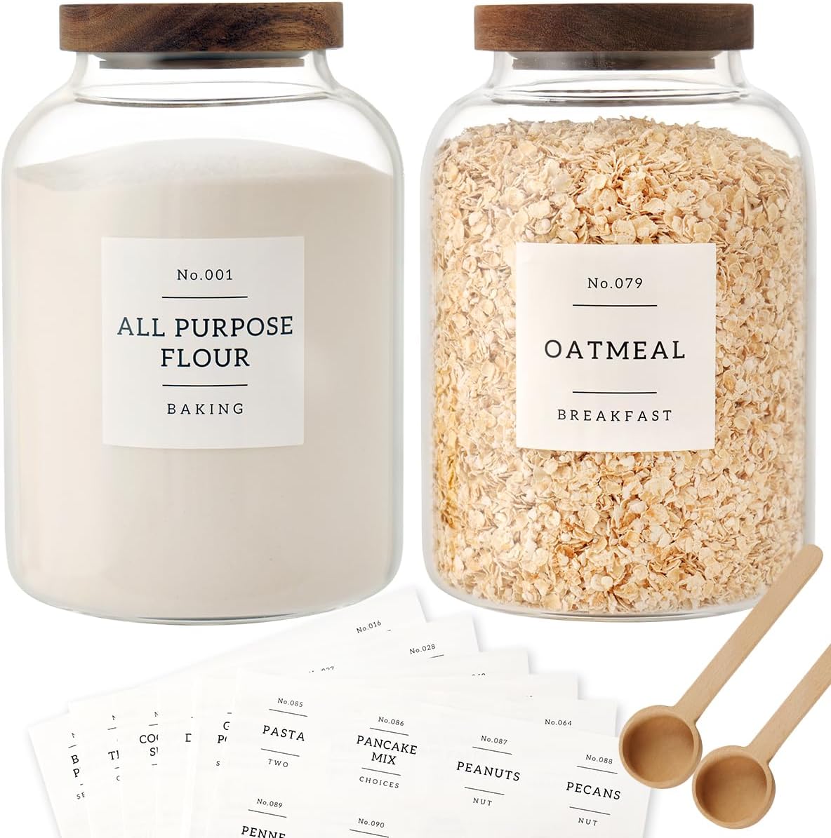 CZSZYGHBAO 2 PCS Large Glass Jar with Airtight Lid, Glass Food Storage Jars for Tea,Spice,Cereal, Egg,Flour,Coffee and More(70 FL OZ/2000 ml)