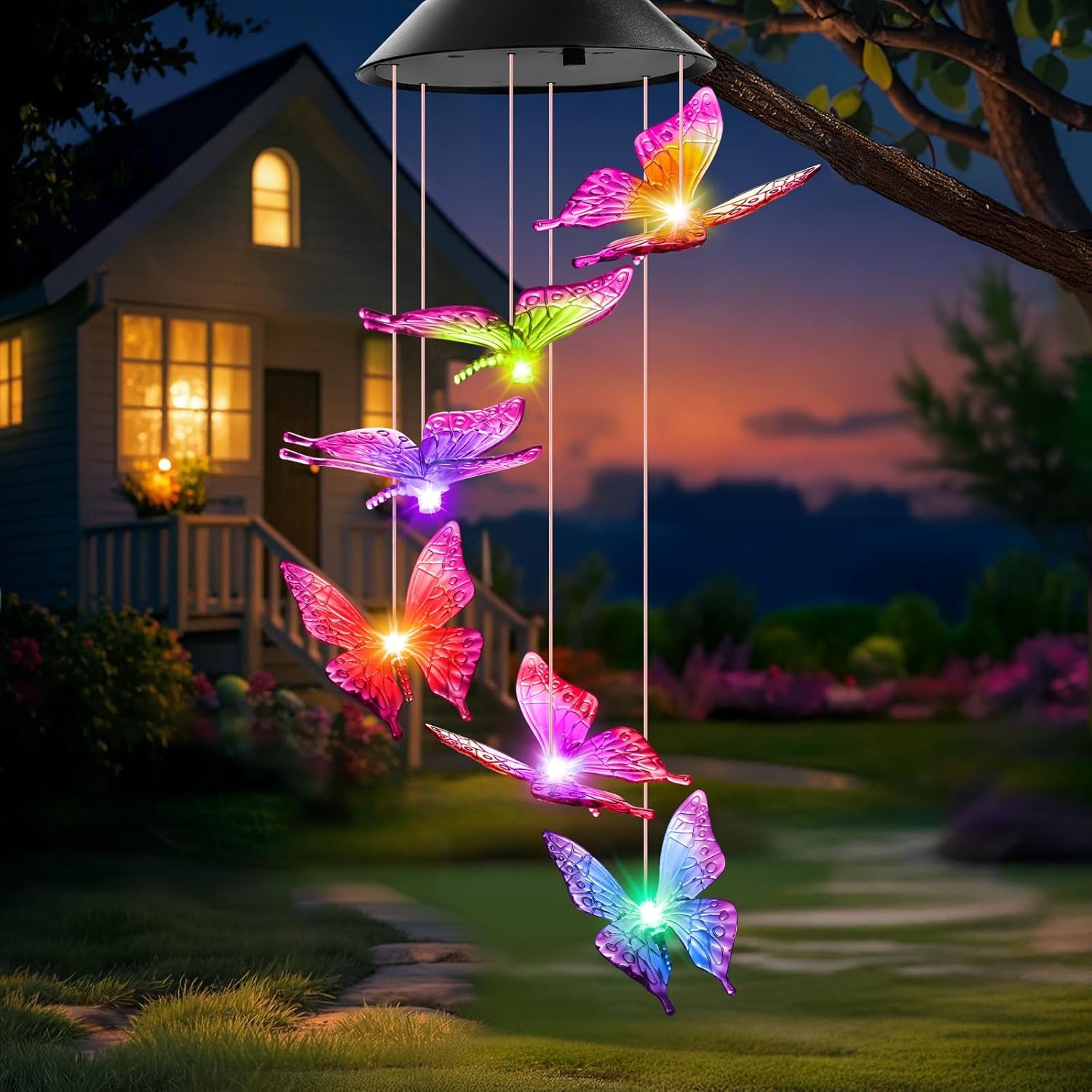 Winzwon Gifts for Mom Mothers Day from Daughter Solar Wind Chimes Butterfly Birthday Gifts for Mom Grandma Women Mobile Hanger Outdoor Decor Home-picture-21