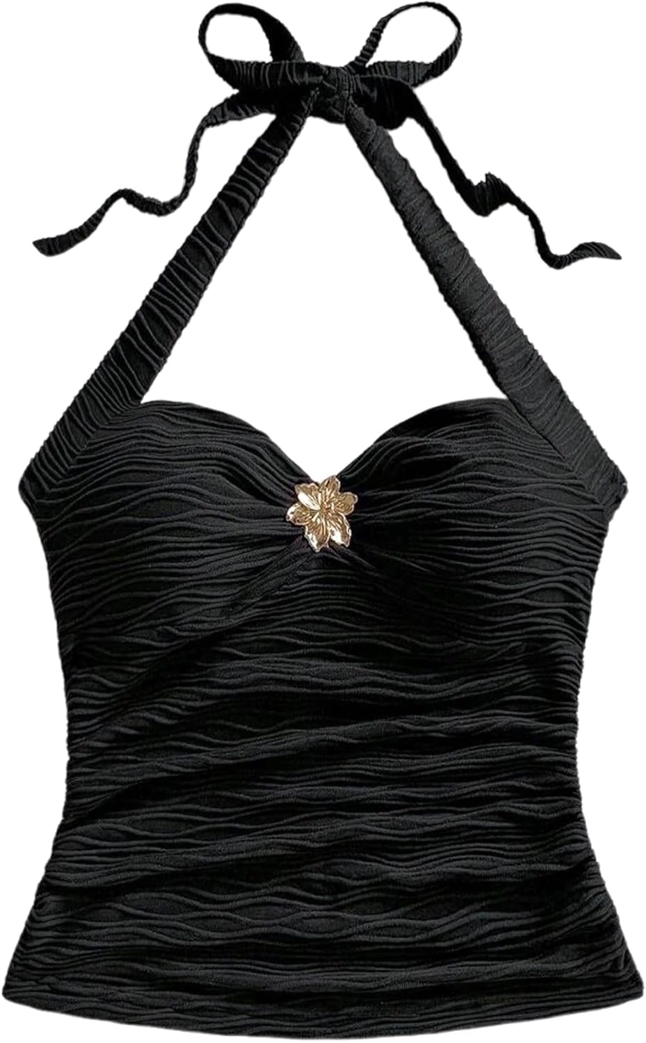 ASKHOPE Going Out Tops for Women Y2K Tops - White Halter Top V Neck Open Back Ruched Cami Metal Decor Cute Summer Top 2025