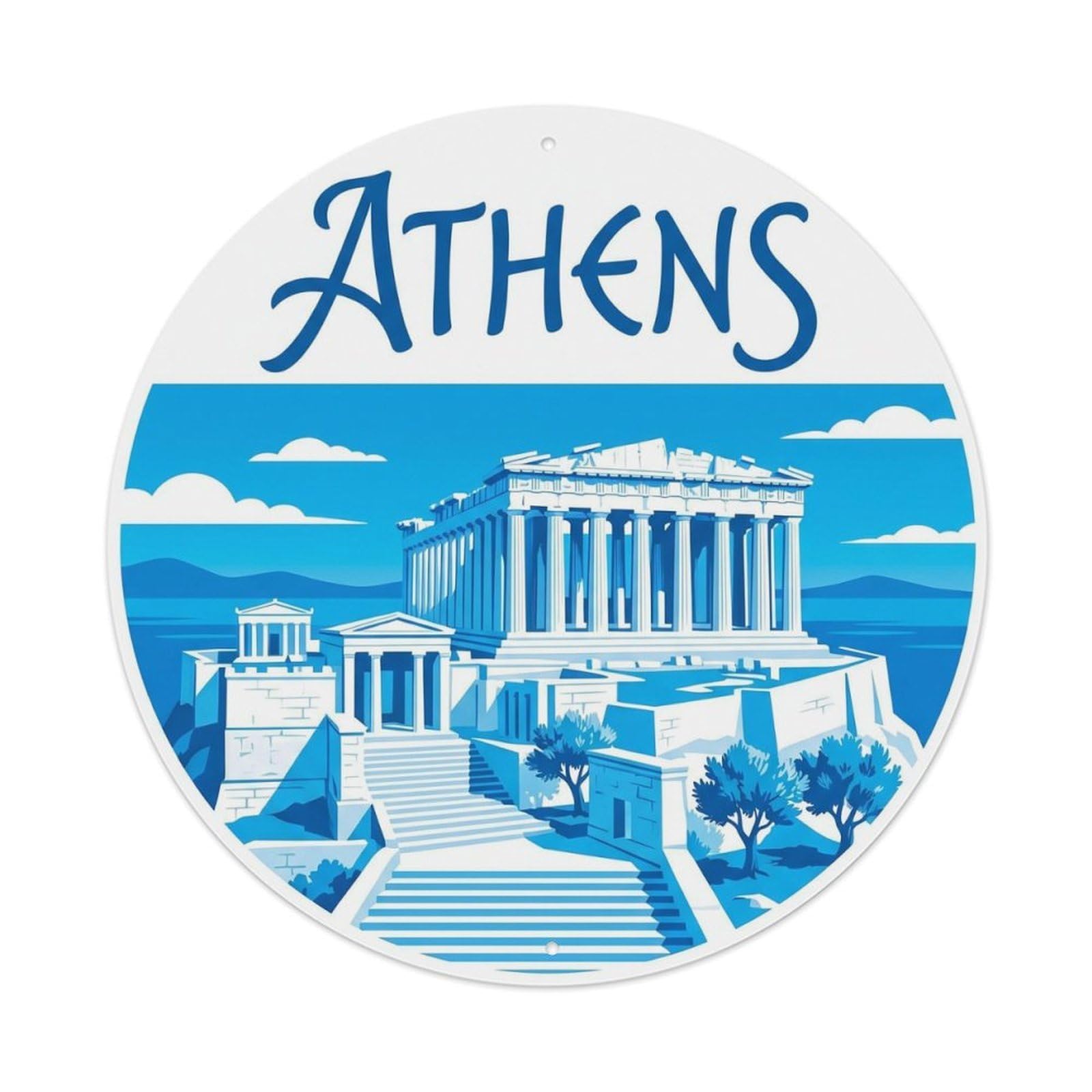 Vintage Travel Athens Acropolis Temple Metal Tin Sign Plaque