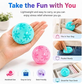 2 Pcs Glowing Fuzz Ball Squishy Stress Ball, Squishy Fuzzball Soft Sensory Squeeze Toys, Anxiety Stress Relief Toys for Adults, Birthday Gift, Party Favors, Stocking Stuffers (Blue & Pink)
