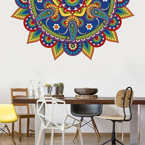 Calcomanías de pared grandes de mandala bohemia, creativas semicírculas, diseño de flores minoritarias, calcomanías de pared hippie bohemio, vinilo