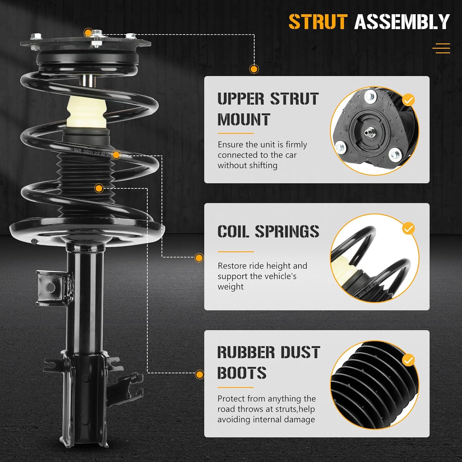 Front Rear Complete Coil Spring Struts Shock Absorbers Fit for Nissan Altima 2007-2012 2.5L 3.5L (Excluding Hybrid Submodel), Altima S 2.5L Coupe 2013, 172393 172392 5637(Set of 4)