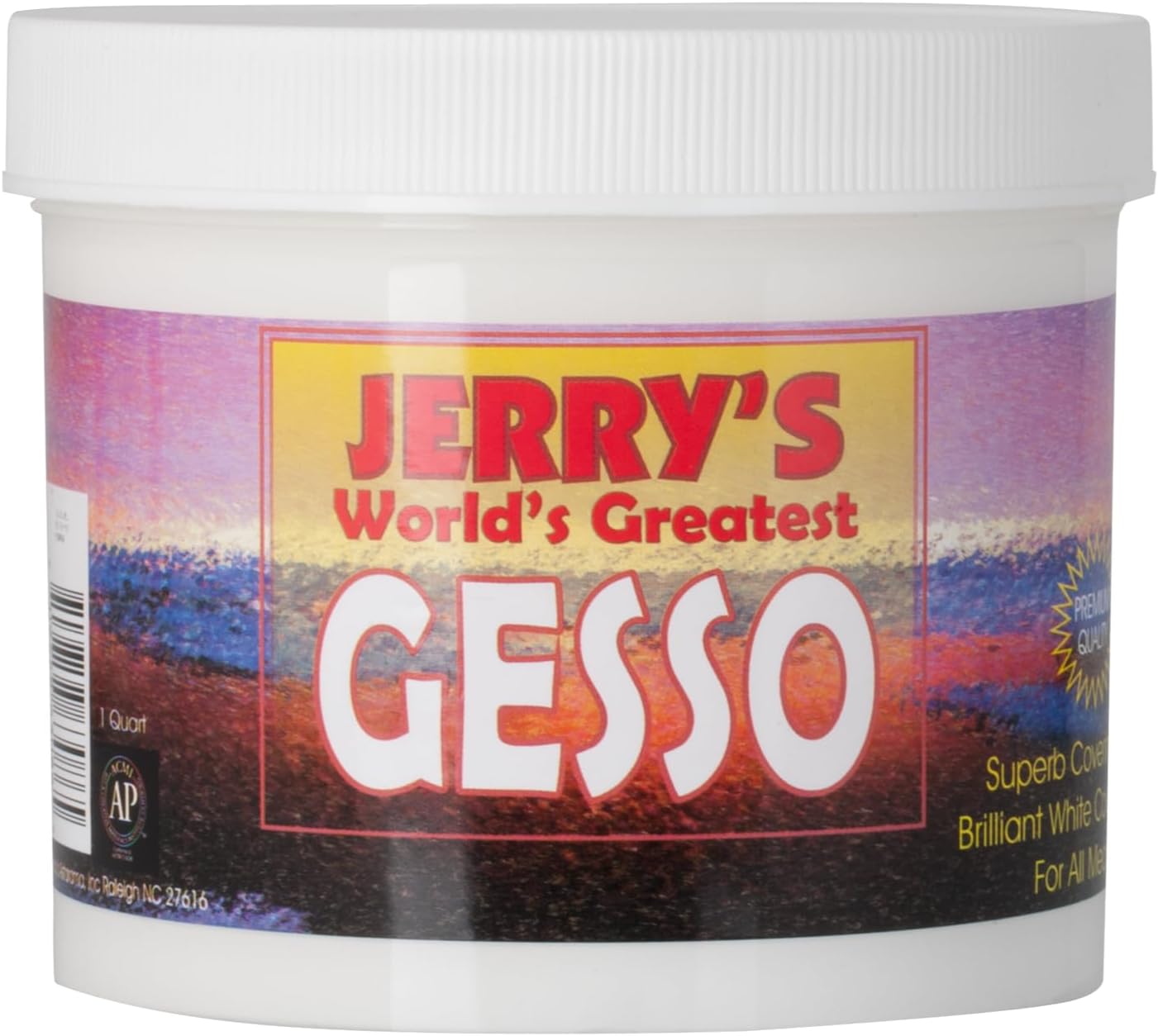 Jerry's World's Greatest Acrylic Ultra Bright White Gesso Primer - Non-Yellowing - Highly Pigmented Gesso Primer ideal for Students, Professionals, Artists - One Quart (32 oz)