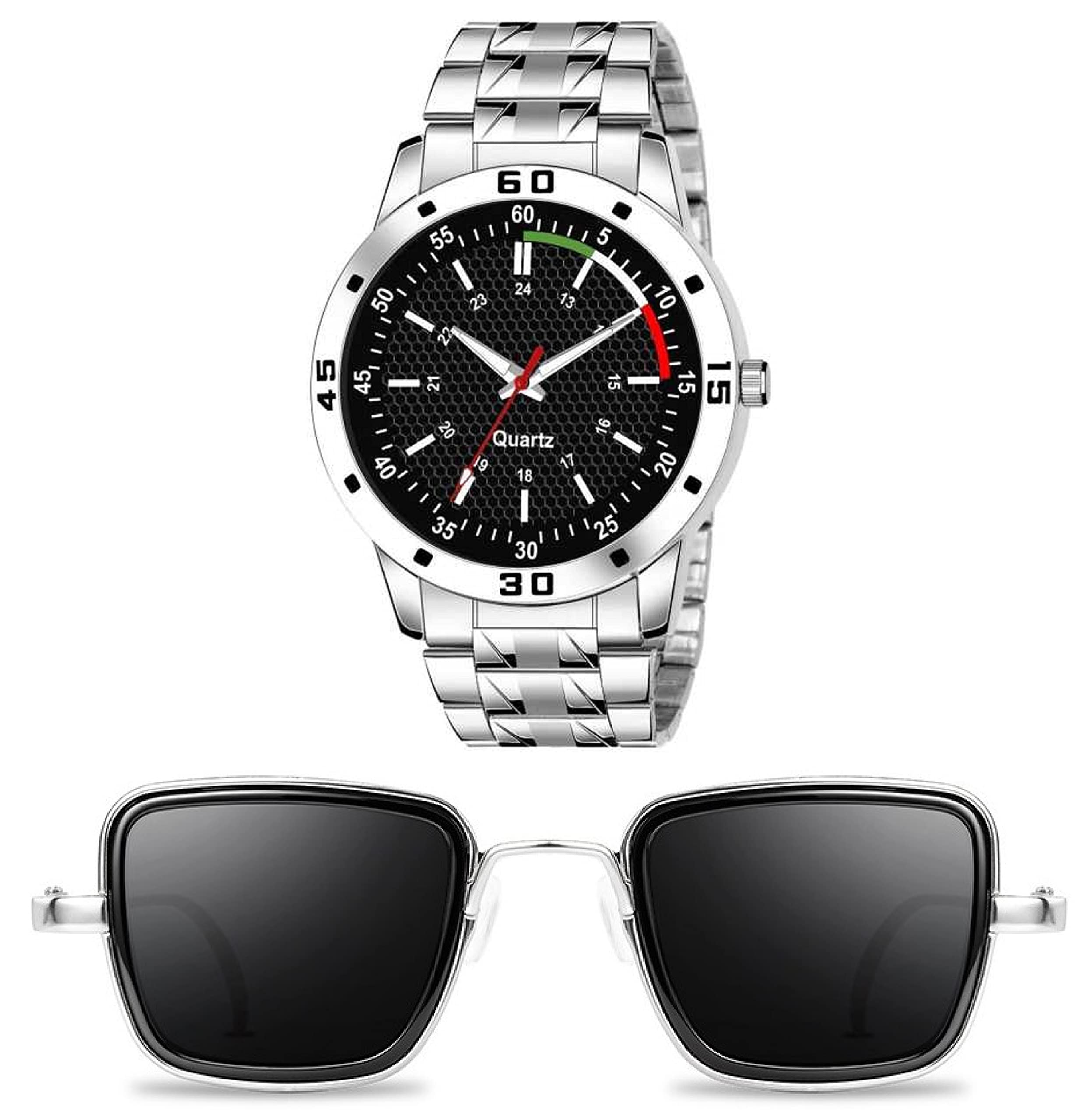 ZUPERIA No-78 Black Dial Stainless Steel Strap Watch and Sunglass for Men and Boys (B09GPDMMKX) Amazon Price History, Amazon Price Tracker
