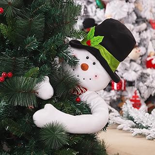 JOYWU Christmas Tree Topper - Snowman Hugger, 108cm Santa with Poseable Arms and Hat, Xmas Winter Wonderland Party Decoration