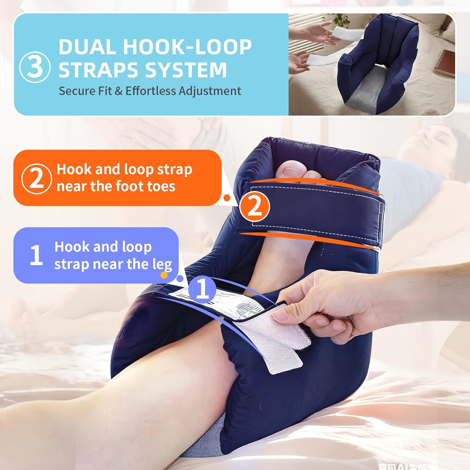 Heel Cushion Protector for Pressure Sores Relief, Foot Pillow for Bed Sores for Heel Pain and Injury, Suitable for Elderly,Bedridden Patients in Home or Hospital Care-Standard Size - Image 5