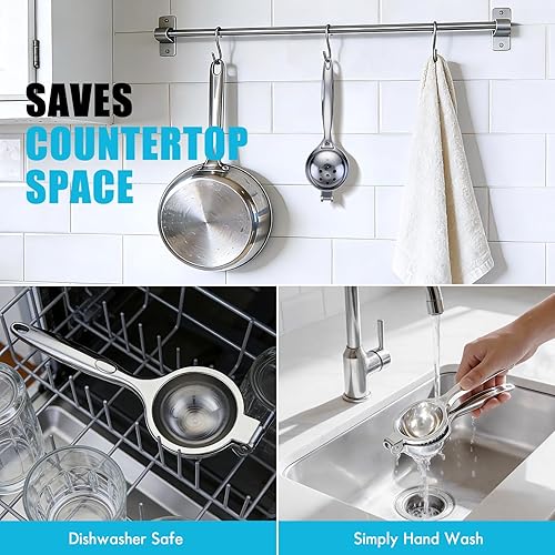 Miniatura 9 de Exprimidor manual de limón, exprimidor de limón de mano grande, apto para lavavajillas, exprimidor de limón resistente adecuado para limón, lima y