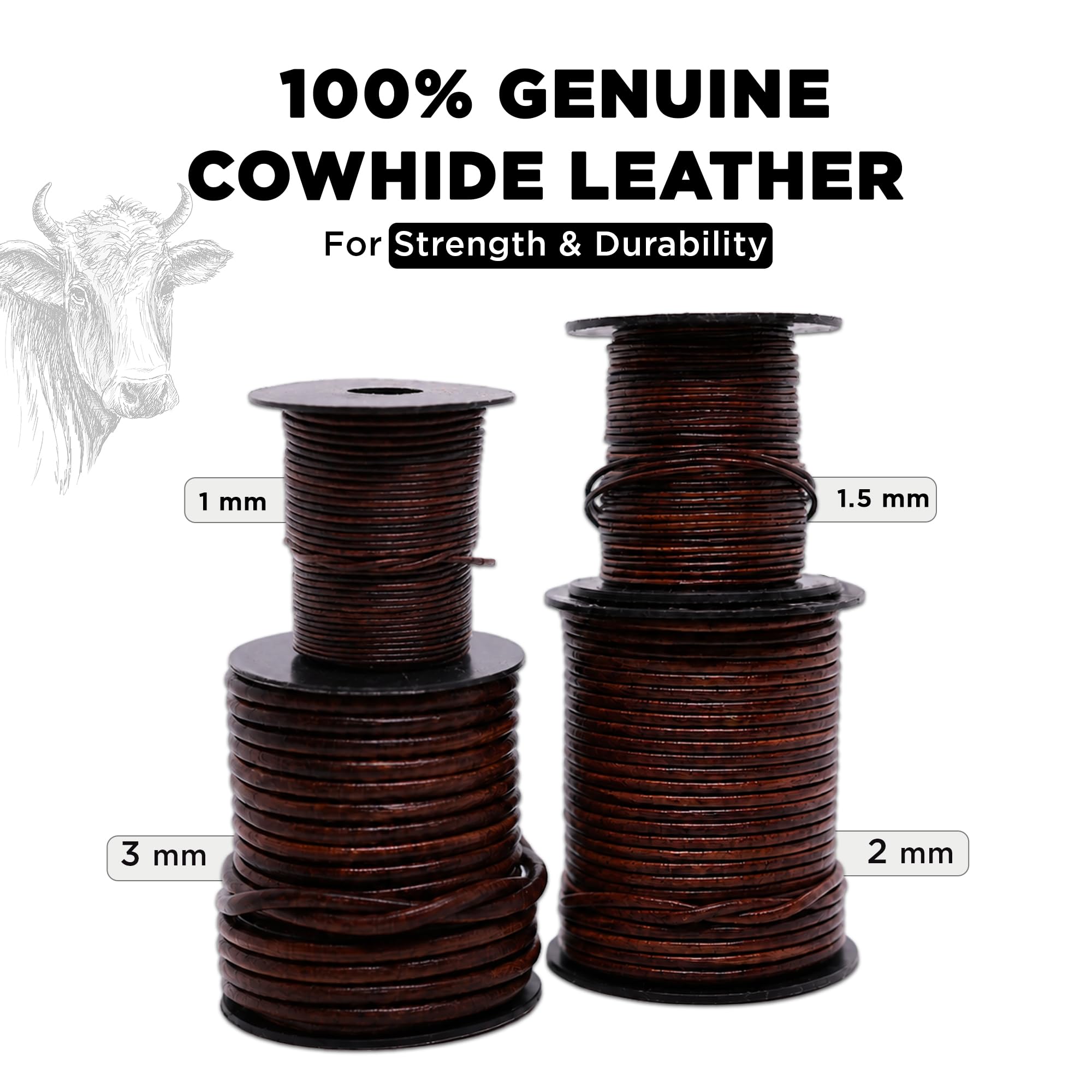 Cuerda de cuero redonda de 2 mm, cuerda de 27 yardas para hacer joyas, pulseras, collares, trenzas de Kumihimo, envolturas, manualidades, hobby y proyectos de bricolaje, marrón tostado envejecido
