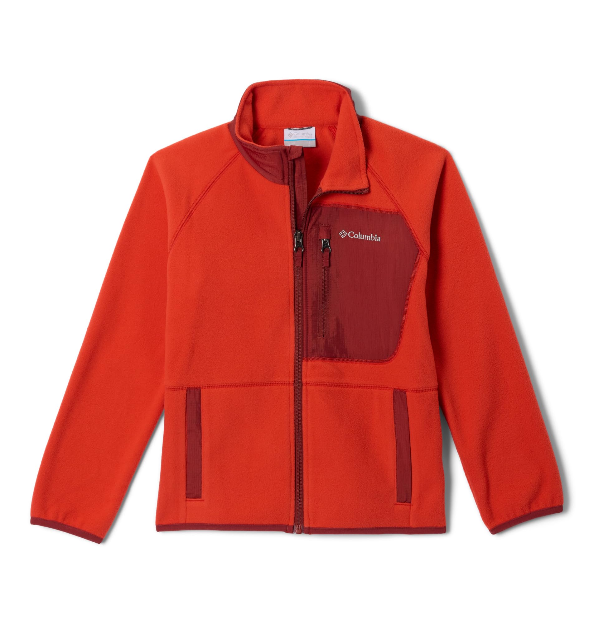 Columbia Youth Fast Trek 5 Full Zip Fleecejacke mit durchgehendem Reißverschluss, Super Sonic/Red Oxide, Größe M