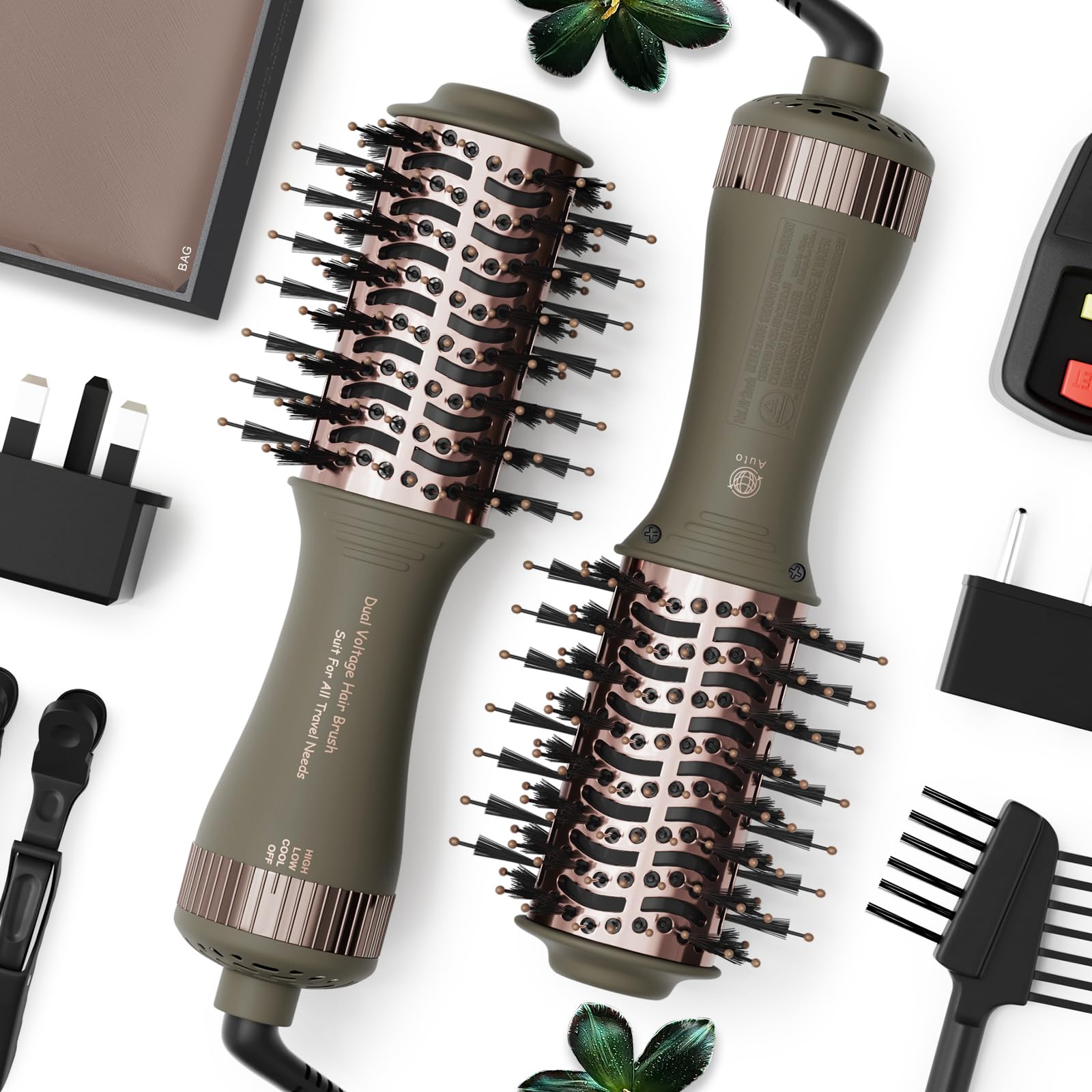 Travel Dual Voltage Blow Hair Dryer Brush 4-IN-1