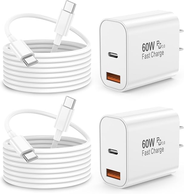 IPhone 17 Pro Max Chargeur charge rapide, 40W Double Port Super Chargeur rapide avec 60W Max, USB C Bloc chargeur avec 6FT Longue USB C Câble pour iPhone 17/17 Pro Max/16 Pro Max/15 Pro Max, iPad Pro/Air