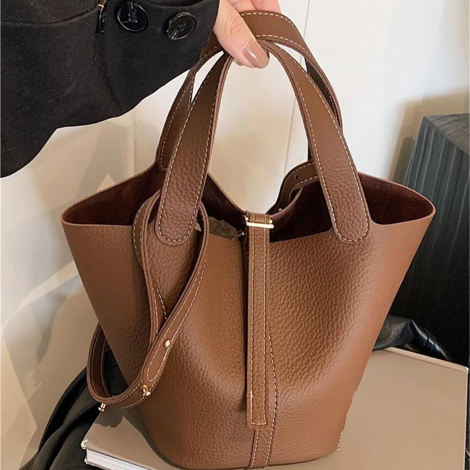 porta trucchi Borsa da trucco elegante da donna, borsa a tracolla alla moda e di grande capacità, set for lavoro, uso quotidiano, casual, trendy, versatile beauty case(Caf�)