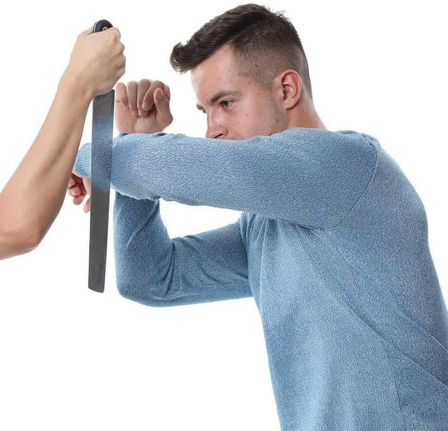 Camicia Resistente al Taglio Polizia Abbigliamento Antitaglio Pullover Protettivo di Livello 5 Girocollo Camicia di Sicurezza sul Lavoro A Maniche Lunghe per La Produzione Industriale Blue,M