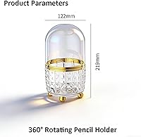 Vista 4 de Portalápices giratorio de 360° para escritorio, soporte para brochas de maquillaje con 6 ranuras, organizador de escritorio para utensilios