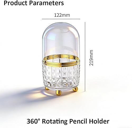 Miniatura 4 de Portalápices giratorio de 360° para escritorio, soporte para brochas de maquillaje con 6 ranuras, organizador de escritorio para utensilios