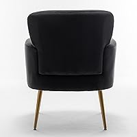 Vista 4 de Silla decorativa de terciopelo de moda con patas de metal dorado, sillón tapizado para espacios pequeños a medianos, sala de estar moderna