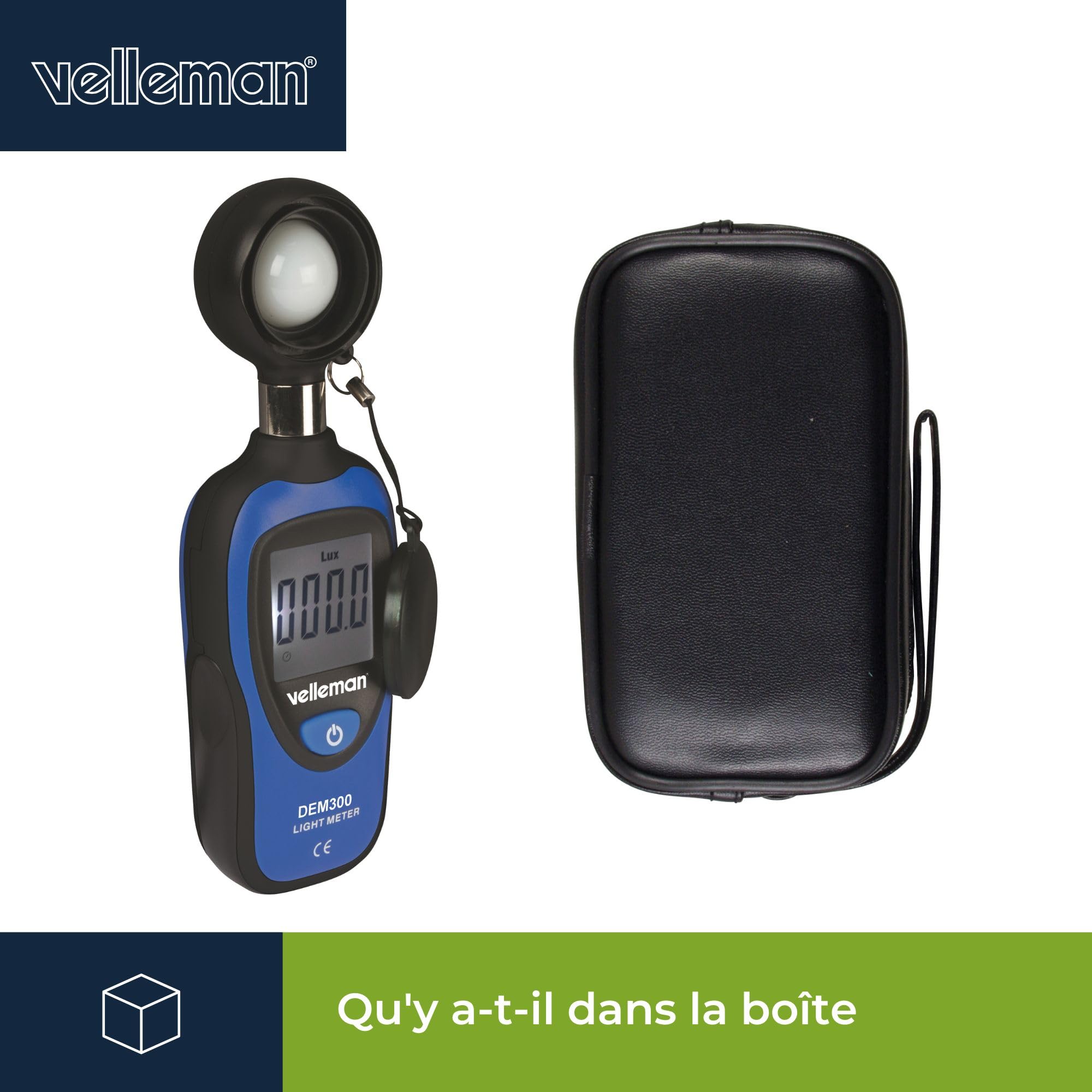 Velleman Luxmètre numérique, photometre, testeur pour mesure luminosité, mesure de lumière, testeur d’éclairage, plage 0-200000 lux, affichage LCD, format de poche