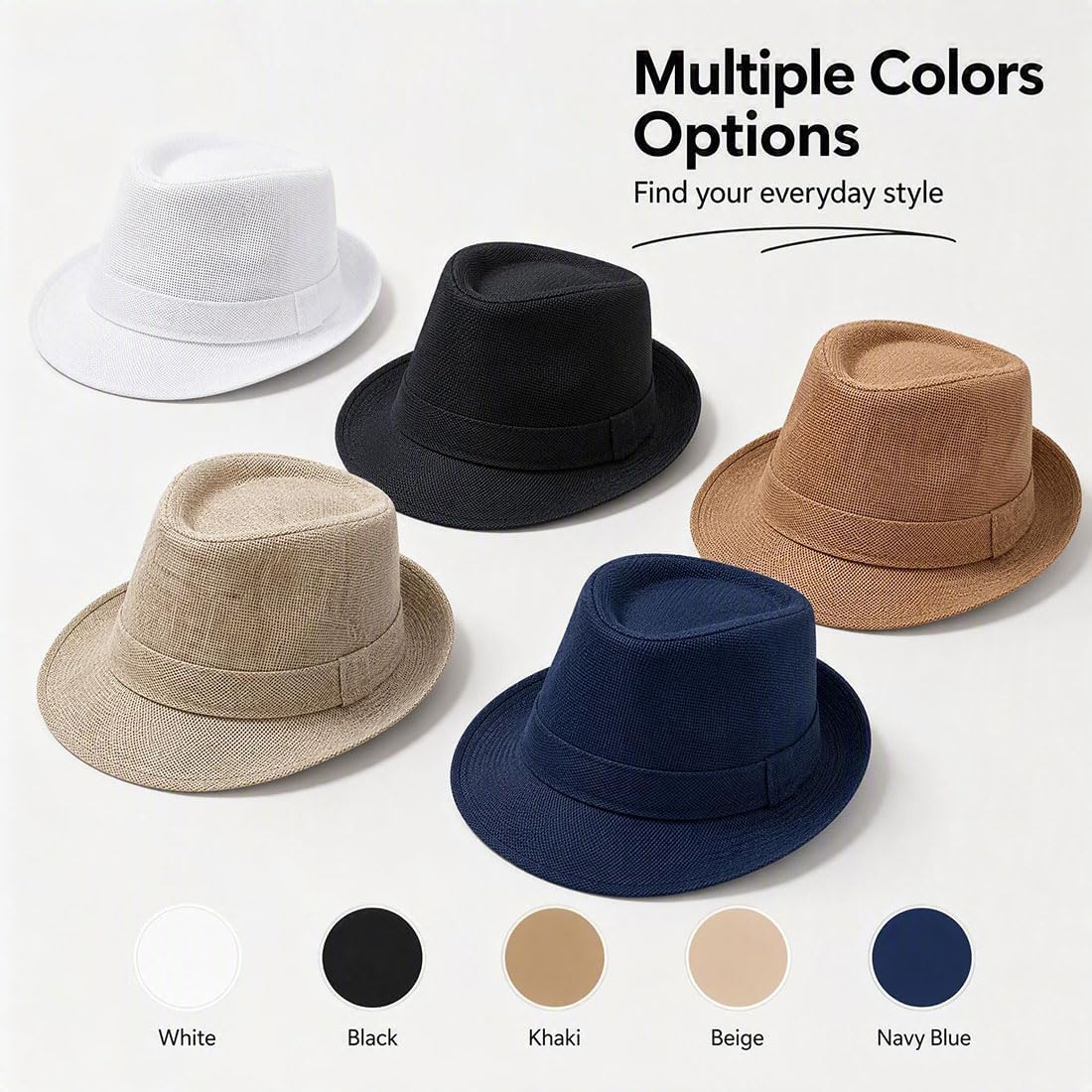 3PCS Classic Fedora Hat for Men Women Short Brim Panama Summer Beach Hat Accessories