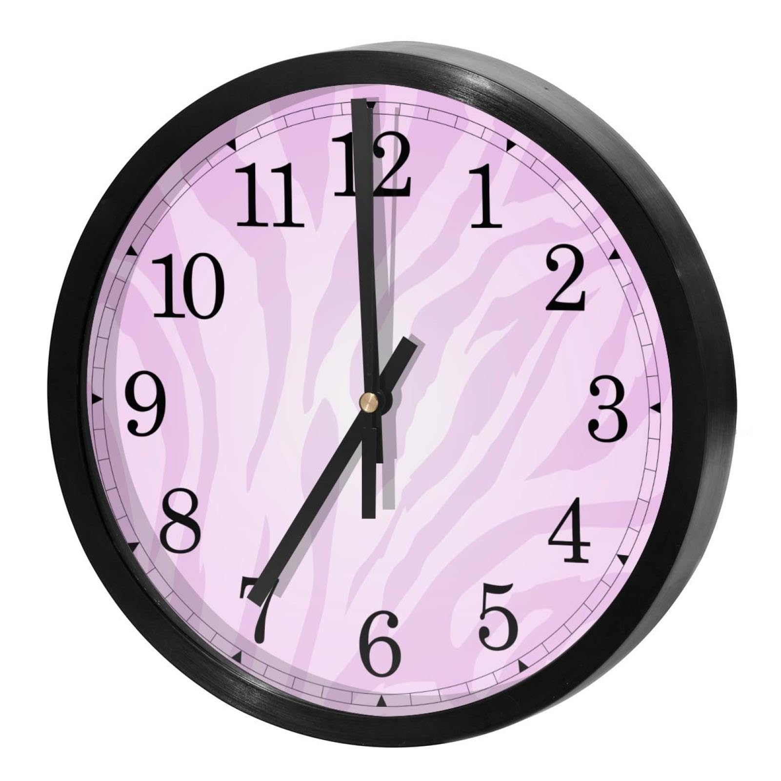 Horloge murale silencieuse rose au motif zèbre pour la décoration de la maison
