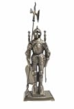 Lizh Middle Ages Knight Cast Iron Fireplace Tool Set ,Antique Brass