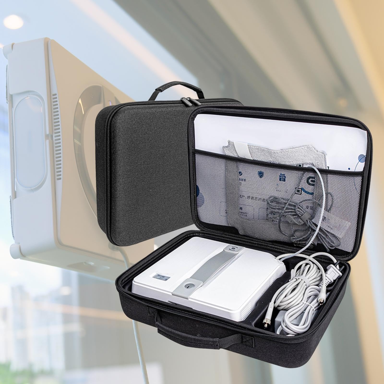 Sac de Rangement pour Organisateur de Nettoyeur de Vitres Automatique, Sac à Main de Transport Pratique et Résistant à L'usure pour Lave-vitre Int, Noir