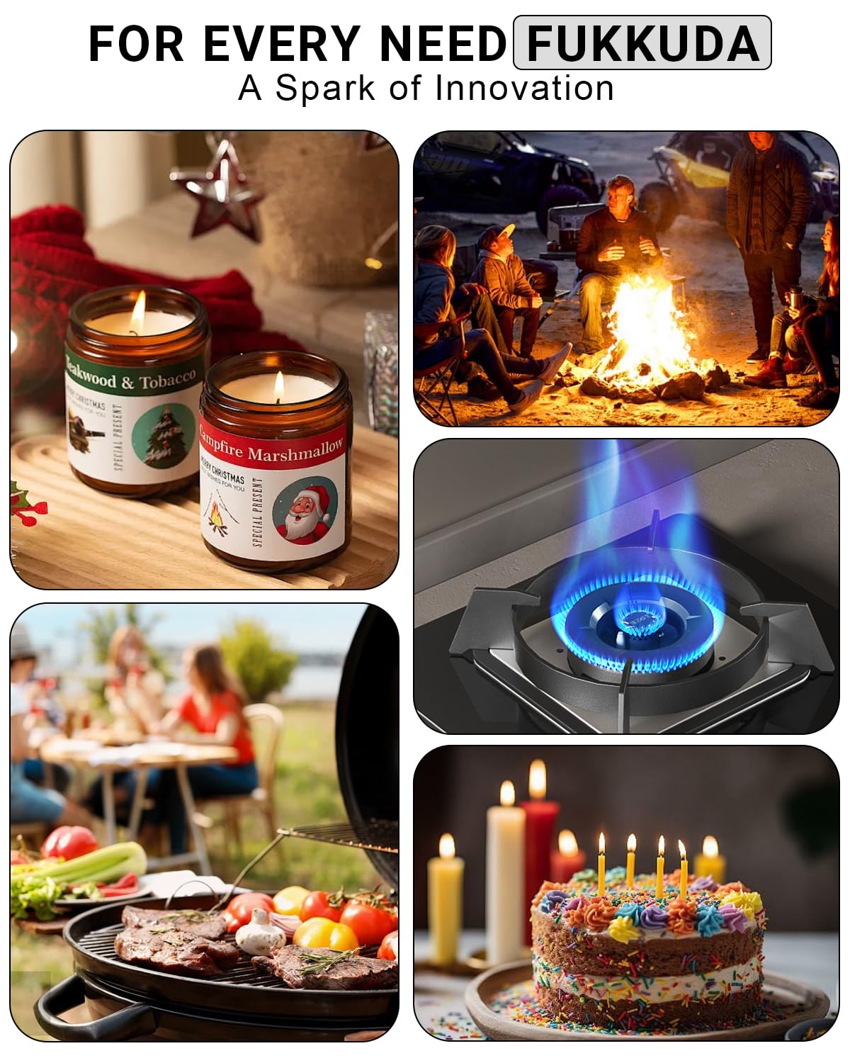 FUKKUDA Electric Candle Lighter with Safety Switch - USB Rechargeable Windproof & Flameless Plasma Arc Lighter, Stocking Stuffers for Him or Her (Obsidian Black): Rose Gold Standard