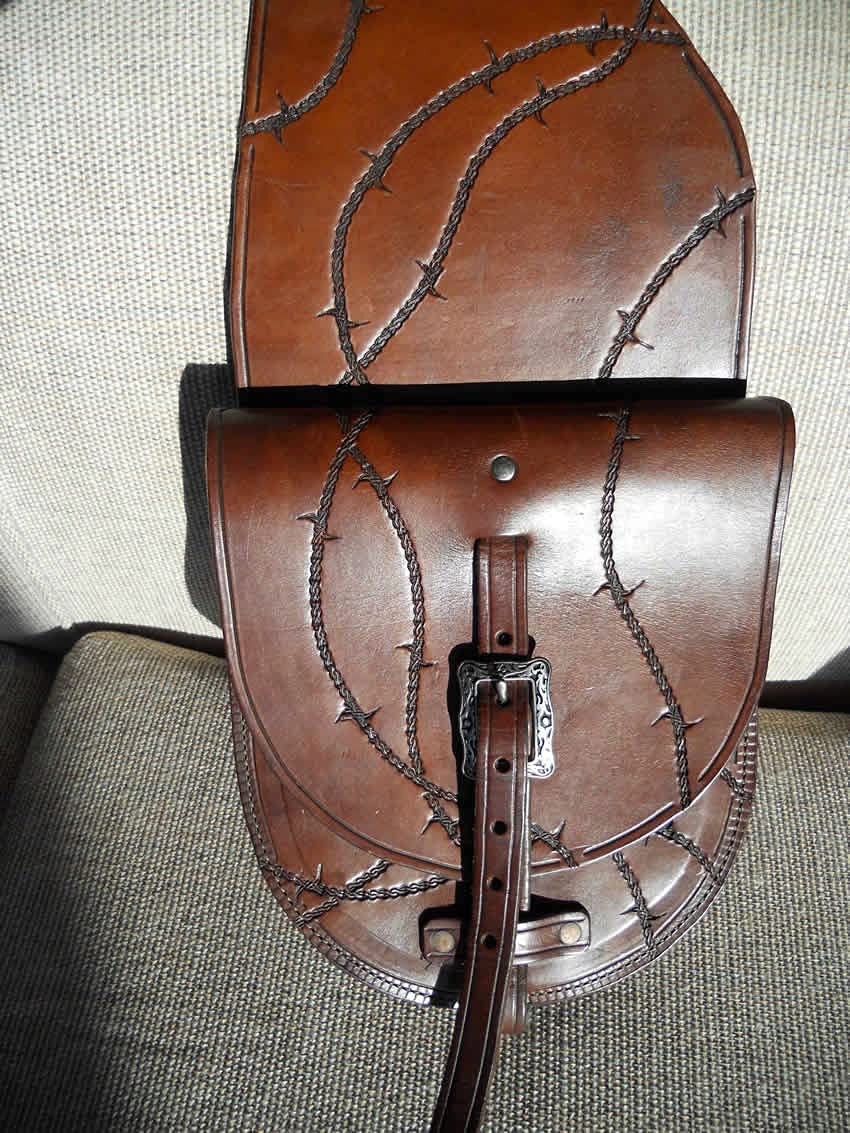HUMAYL SADDLERY Horse Saddle Bag Western Cowhide Genuine Leather Equestrian Trail Tooling Carving Tooled Carved Pack Equipment Horse Saddle Bags Size: 10” L x 10” W x 3 ½” D inches, BAG138