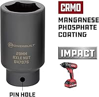 Vista 3 de Powerbuilt 647076 - 647076 - Toma de tuerca de eje de 1.142 in, punta extra profunda, quitar tuercas del eje del eje de la rueda delantera, orificio