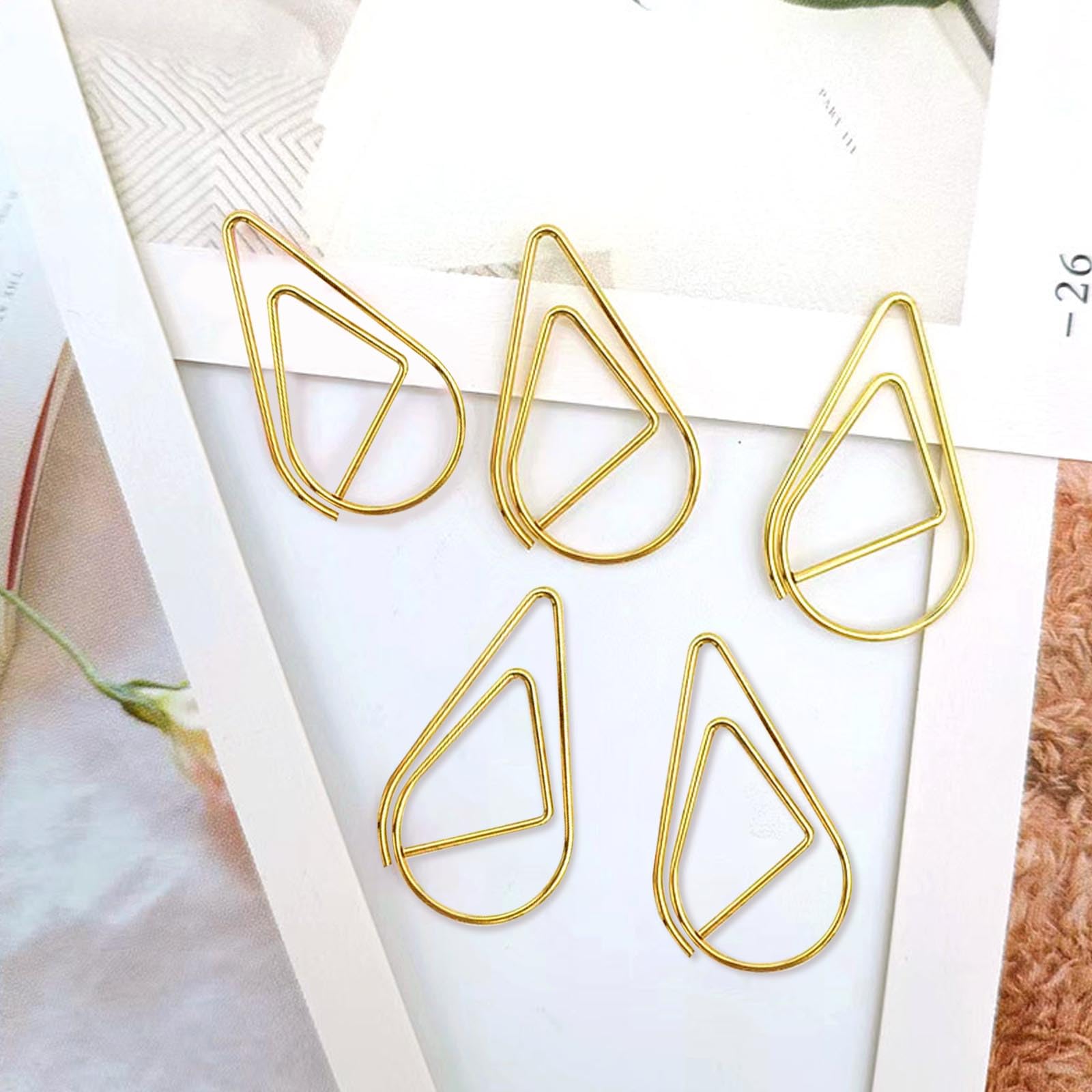 150 Graffette Metalliche A Forma Di Cuore E Luna - Oro, Per Ufficio, Segnalibri, Decorazione Carta - Foto 7