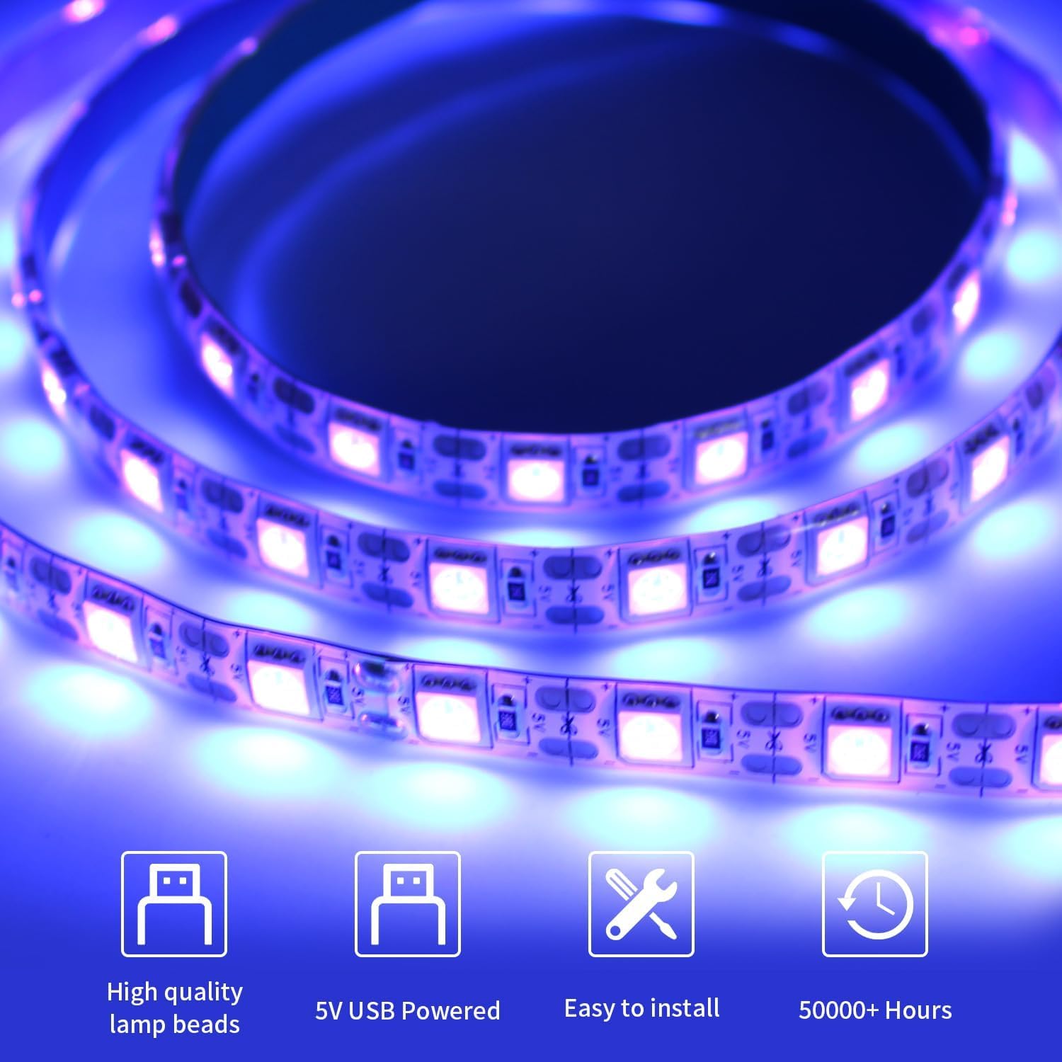 Amazon.com: iNextStation USB UV Black LED Light Strip, 2M/6.6ft 5V