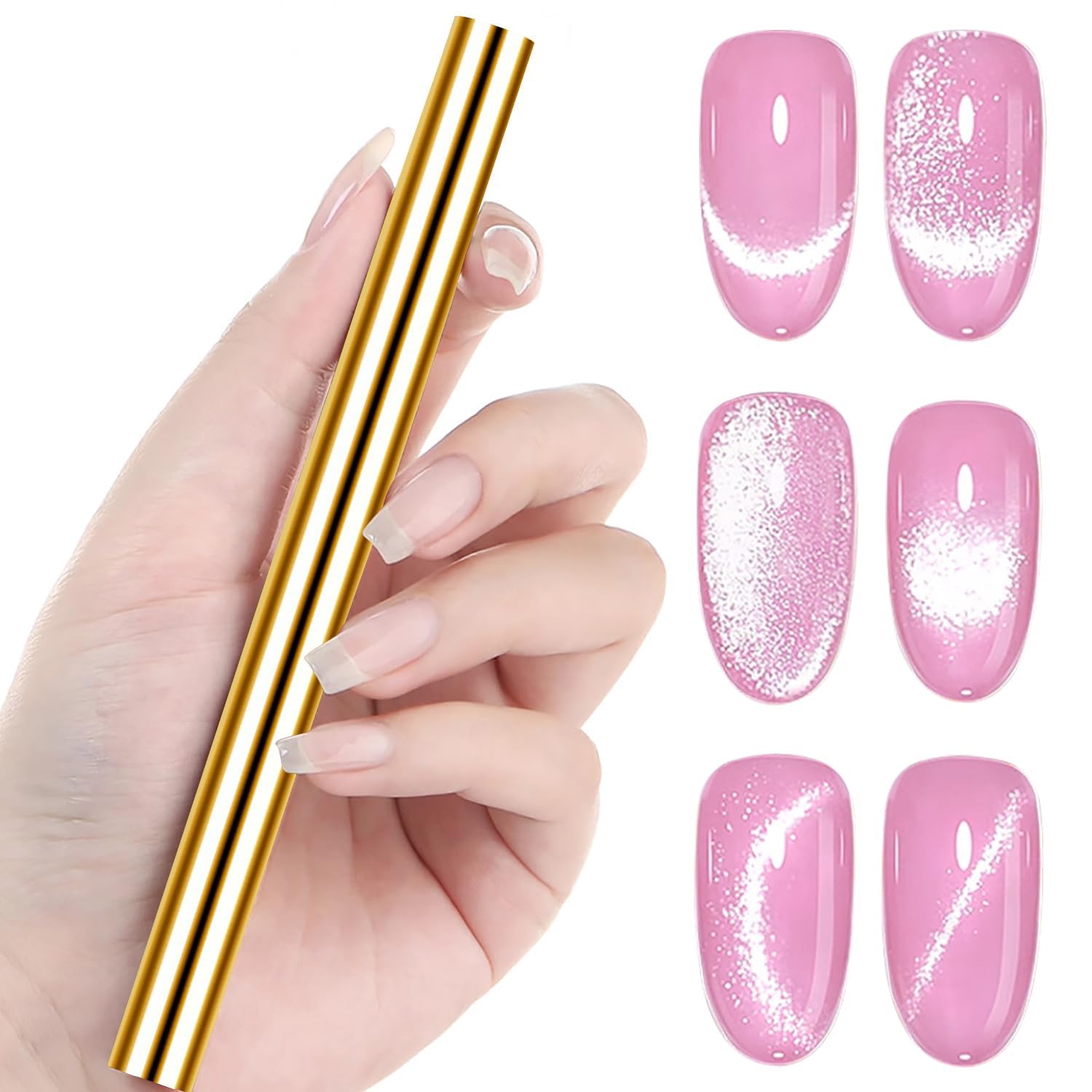 COSTICA 1Pcs Big Gold Cylinder Nail Magnet For Cat Eye Nails Designs Magnet Pens Nail Art Tools Ombre Gradient Design Nail Art Cat Eye Magnet Sticks For Women Nails Polish Magnet Pens Wand (OG)-image-19