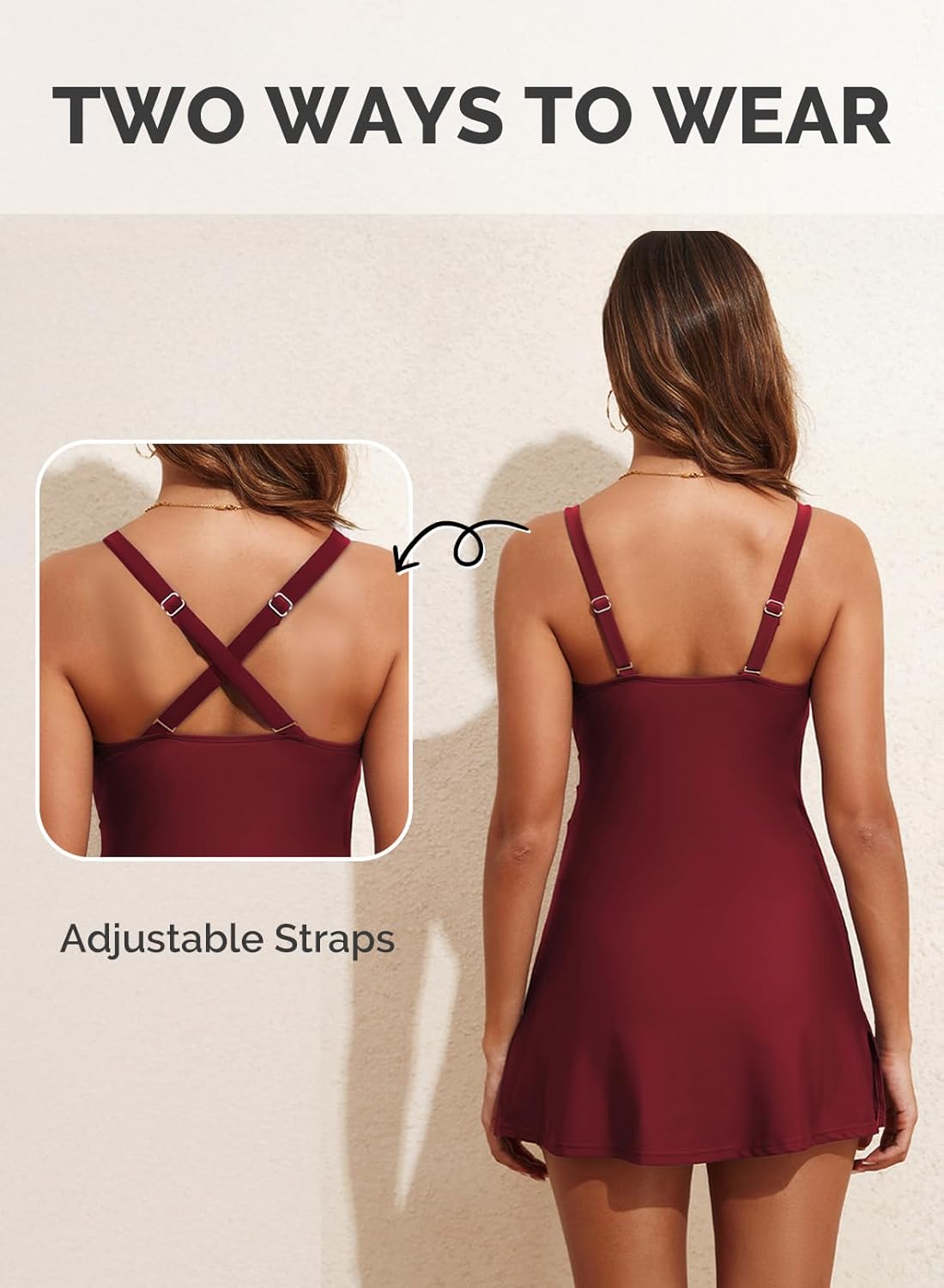 Size M Aleumdr One Piece Swimsuits Women Swim Dress Skirted Tummy Control Bathing Suit Modest Swimwear with Pockets