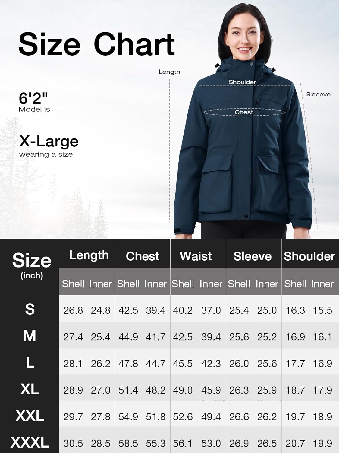 CAMEL CROWN Women's Ski Jacket 3 in 1 Winter Jacket Waterproof Jacket Windbreaker Snow Coat with Inner Warm Fleece Coat - Image 7