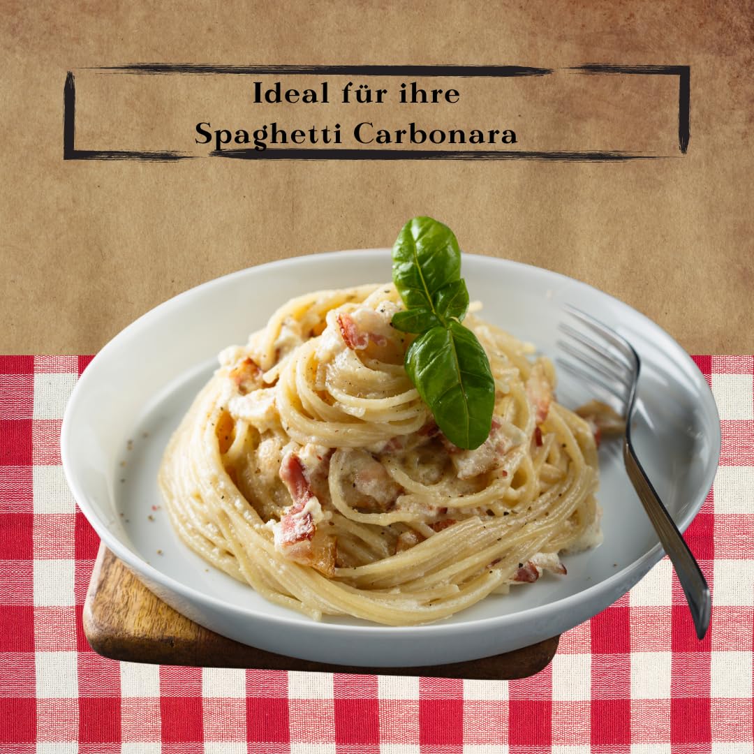 Guanciale | Fettbacke | Stücke portioniert ca. 1,3kg | ideal für bin Amatriciana- und Carbonara-Rezepte | ein 100% italienisches Produkt | höchster Qualität | luftgetrocknet | mit Pfeffer gewürzt