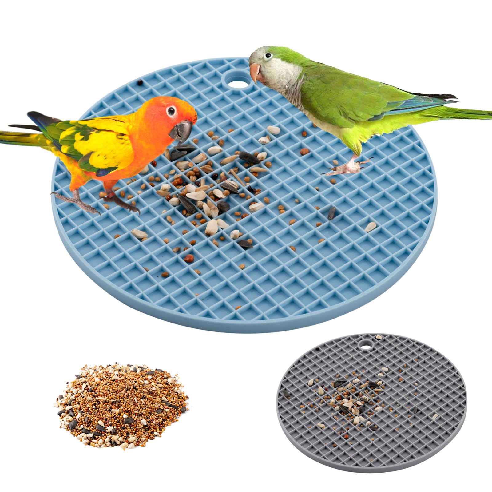 Swirge 2pcs Bird Foraging Puzzle Toy, Silicone Bird Slow Feeder Mats, Parrot Cage Accessories, Foraging Toys Fit for Parakeet, Cockatiel, African Grey, Conure, Budgie