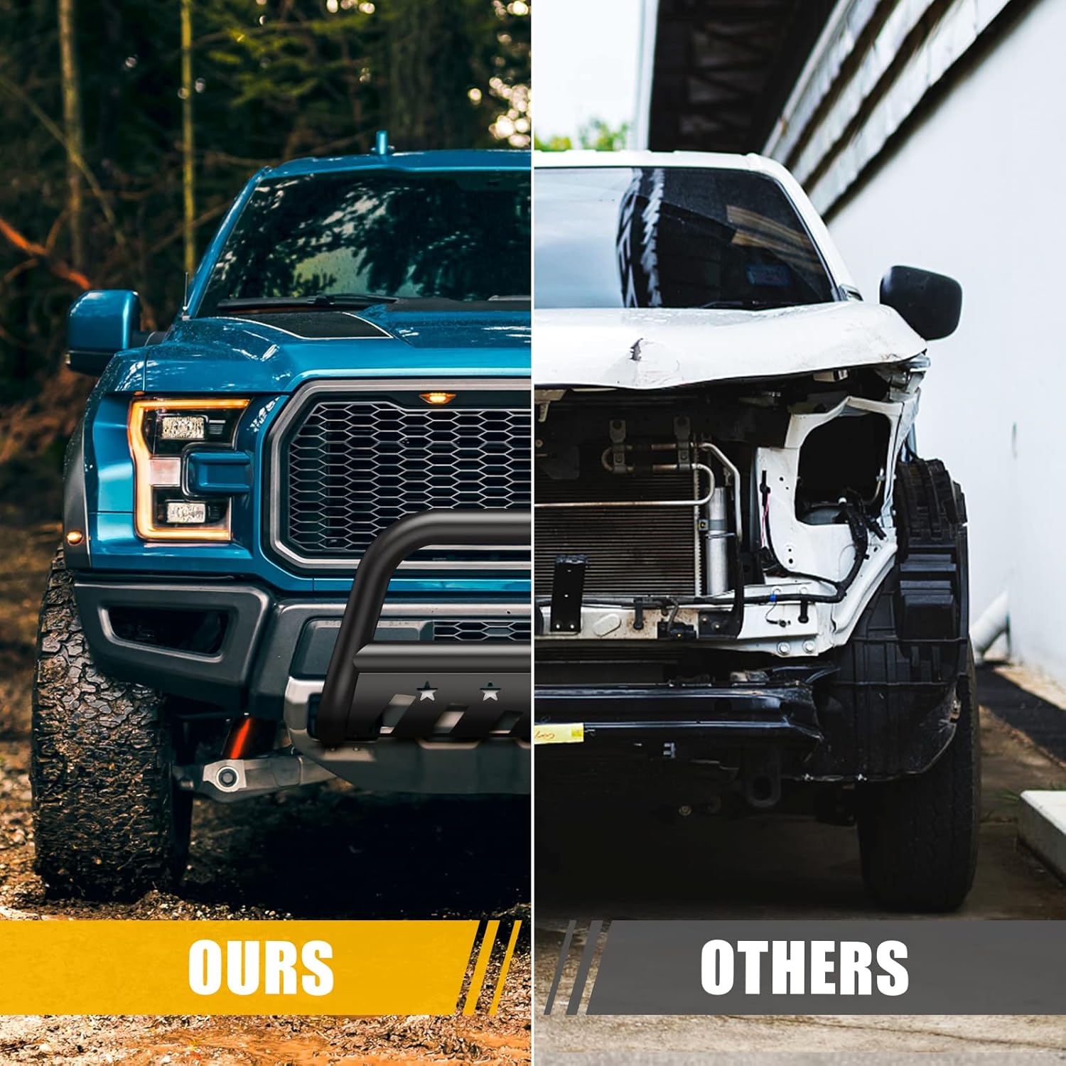 Bull Bar Compatible for Silverado Front Bumper Grill Grille Guard (04-22 F-150)