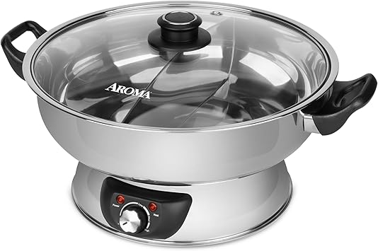 Amazon.com: Aroma Housewares ASP-610 Dual-Sided Shabu Hot Pot, 5Qt ...