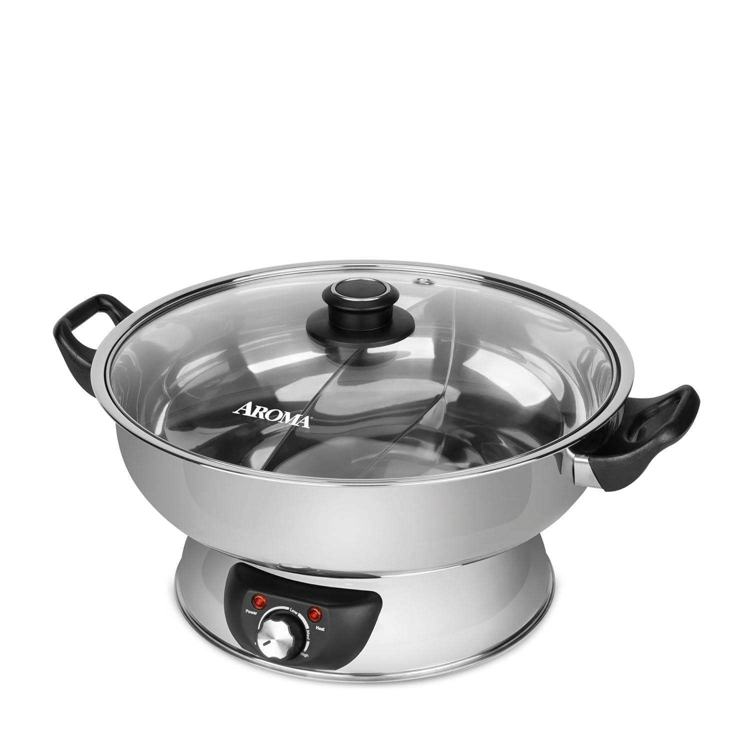 Aroma Housewares ASP-610 Dual-Sided Shabu Hot Pot 5Qt Stainless Steel Aroma Housewares 3 Uncooked 6 Cups Cooked Rice