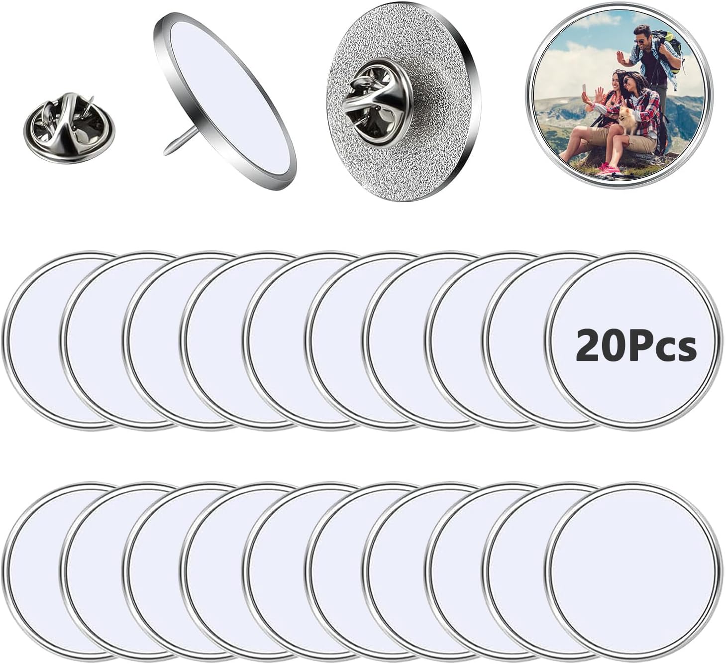 Sublimation Blank Pins DIY Button Badge,20 Pcs Sublimation
