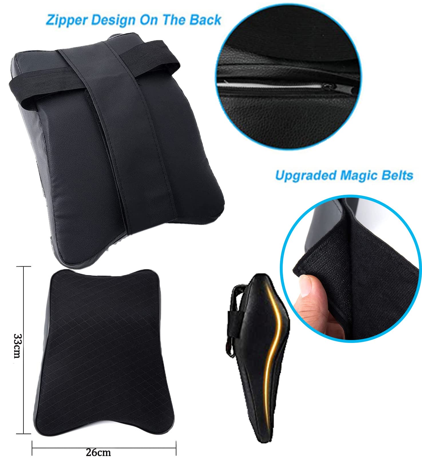 ZPPLD Appuie Tete Voiture,Oreillers de Cou Appuie Tete Voiture avec Mousse à Mémoire,Coussin Nuque pour Soutien de Cou,Respirant Noir