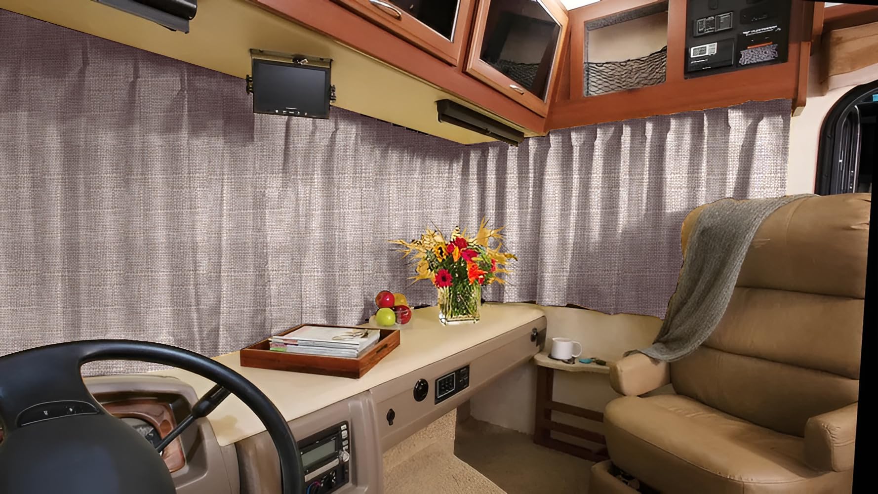 2-Panel RV Windshield Curtain Set for Class A Motorhomes - 120