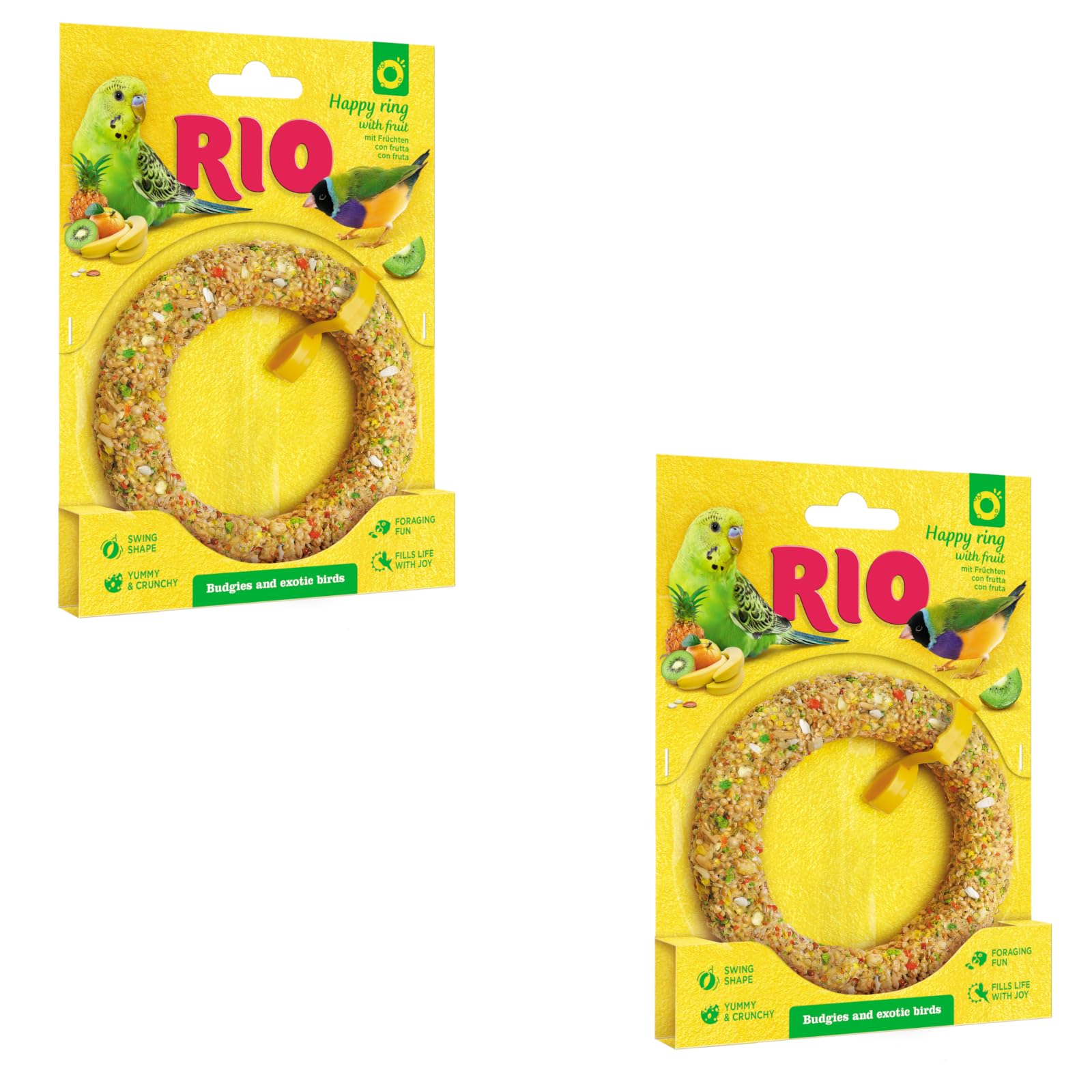 RIO Happy Ring for Budgies and Exotic Birds | Double Pack | 2 x 80 g | Supplementary Feed Snack | For Employment and Promoting Natural Behavior