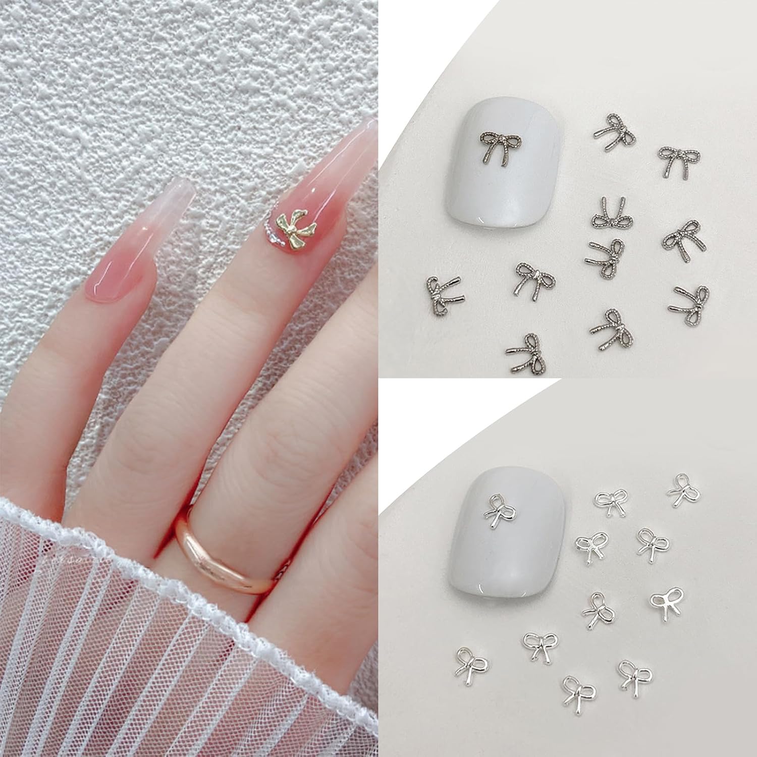 Personalized Nail Accessories 3D Metal Charms 20pcs Bowknot Decorations for Looks Accessories