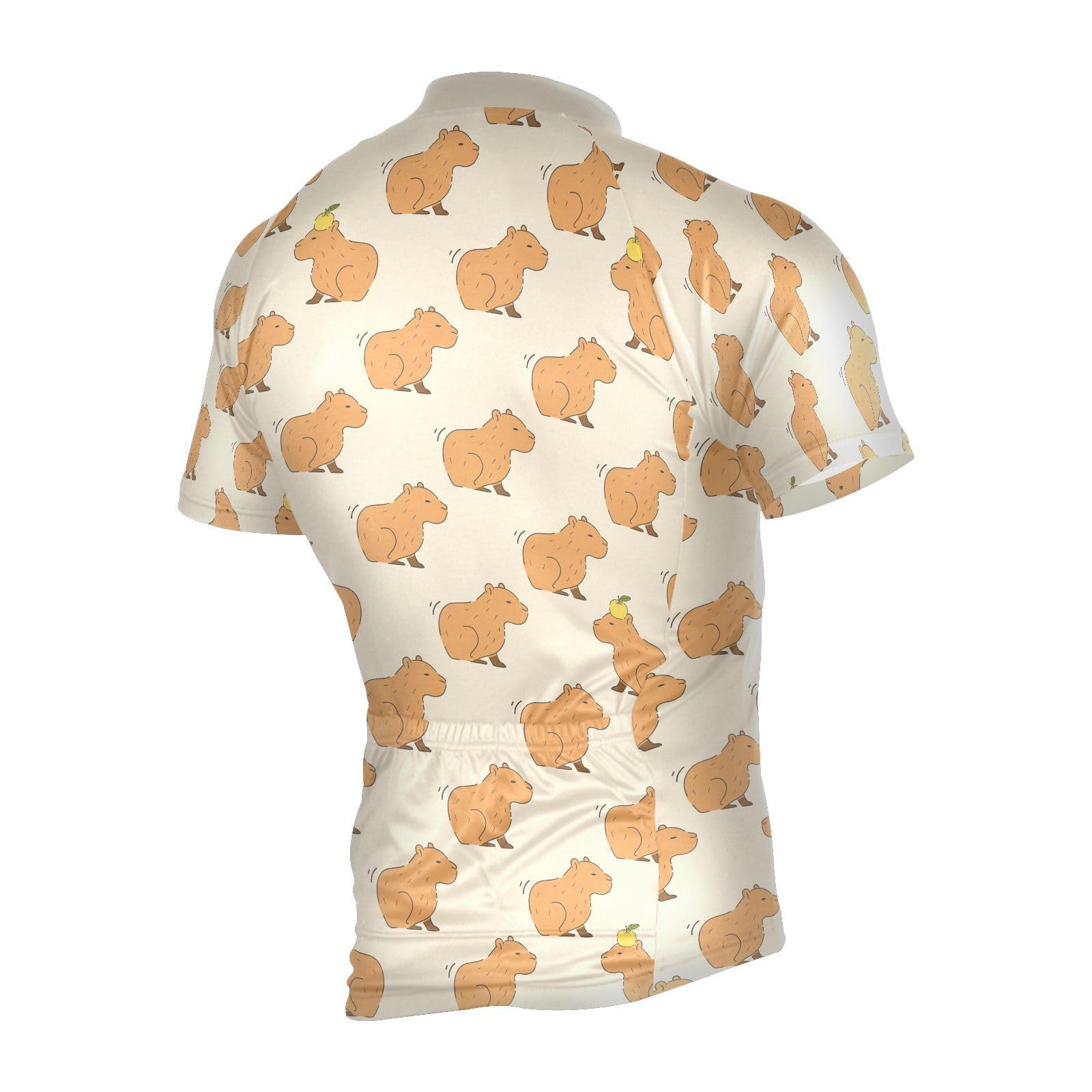 JHKKU Cute Capybara Men's Cycling Jersey Shorts Sleeve Road Bike Bicycle Shirt Full Zip MTB Clothing Trek Top XXL