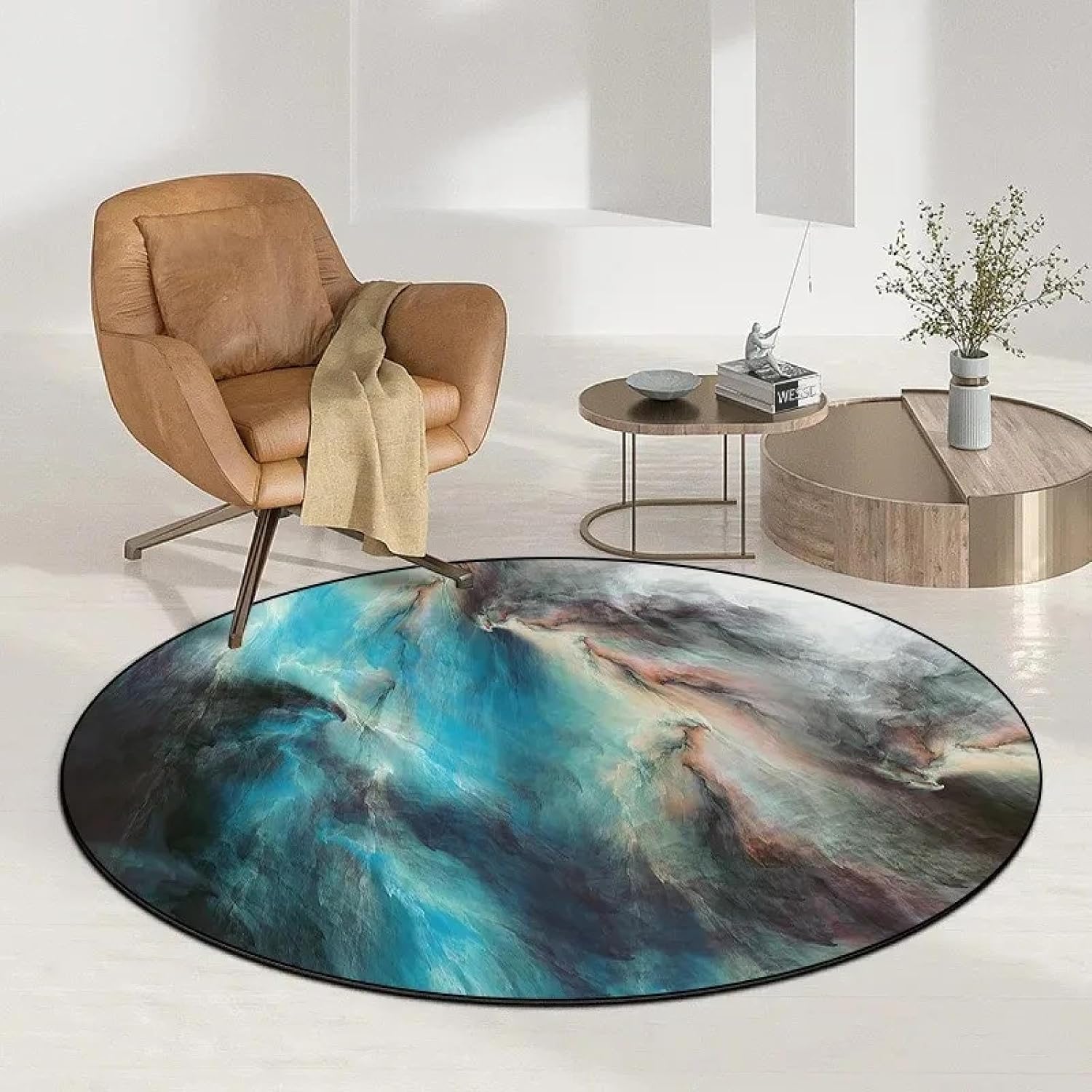Modern Round Carpet Colorful Clouds Non-Slip Area Rug Home Decoration Living Room Rugs Bedroom Chair Floor Mats 150cm Round