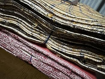 しつけ付　土佐つむぎ 紬 反物 100％ 濱田織物 ストライプ　草木染　紺 しつけ付 土佐つむぎ 紬 反物 100％ 濱田織物 ストライプ 草木染 紺