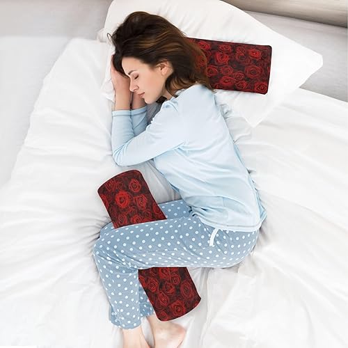 Miniatura 6 de KLL Red Roses Bolster Pillow Cylinder Neck Roll Pillow Lumbar Round Pillow Cylinder Body Pillow Pillow Support for Legs