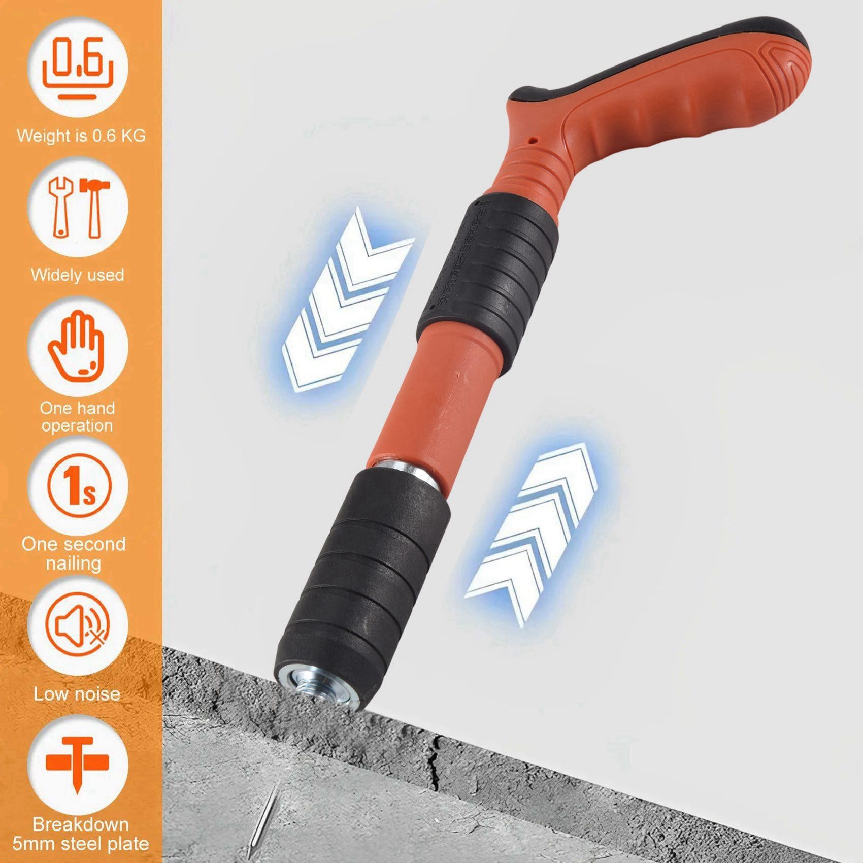 2X Mini Outil de Clouage, Machine à Clouer Manuelle, Outils de Fixation, Cloueuse à Air, Cloueuse Murale en Ciment RéGlable pour Travail Du Bois