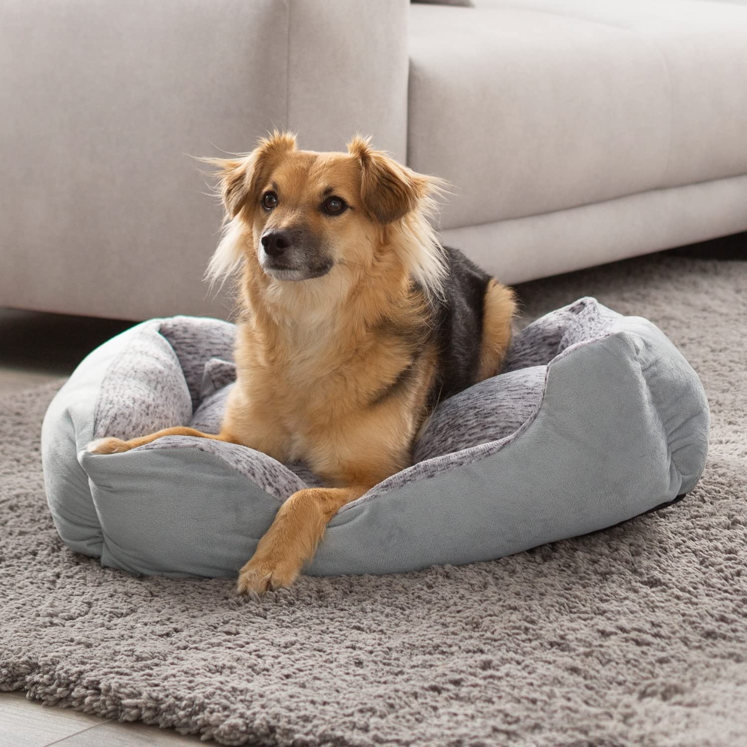 Ultra Luxe Lounger Hundebett Mit Kissen – Waschbar, Recyceltes Polyester, Größe L